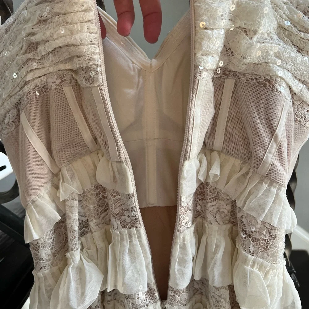 Dress the Population Strapless Ivory Ruffle Tiered Maxi Dress - Picture 5 of 10